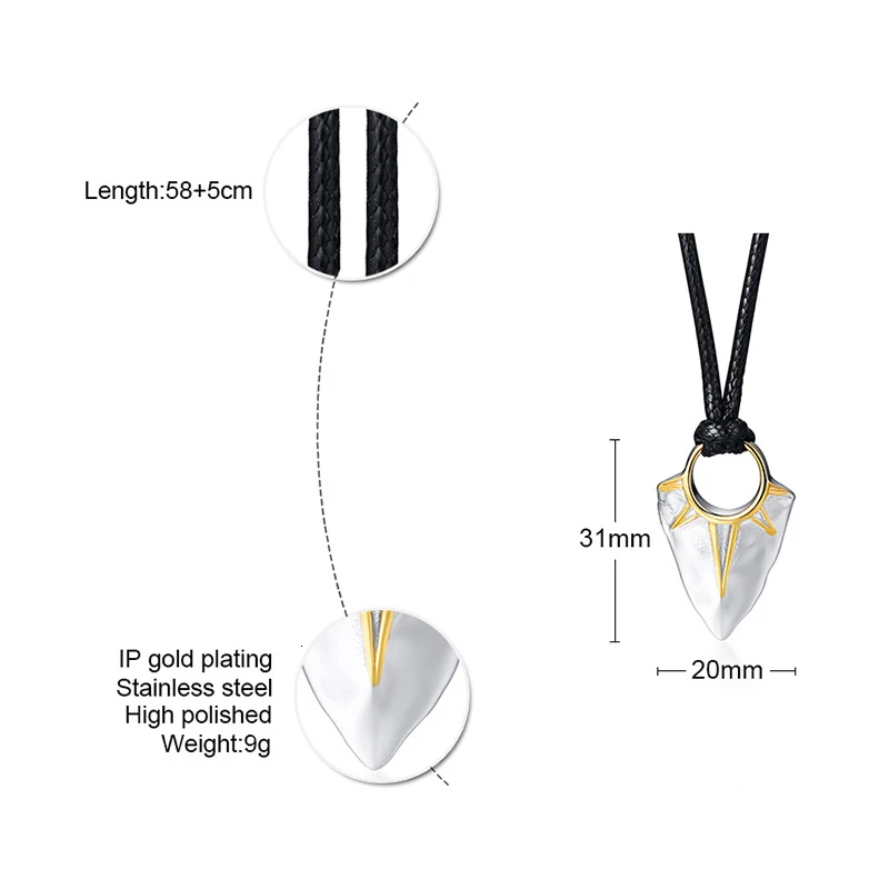 Vnox Men Rock Punk Arrow and Sun Elements Pendant Necklaces for Male Hip-hop Party Wear Jewelry