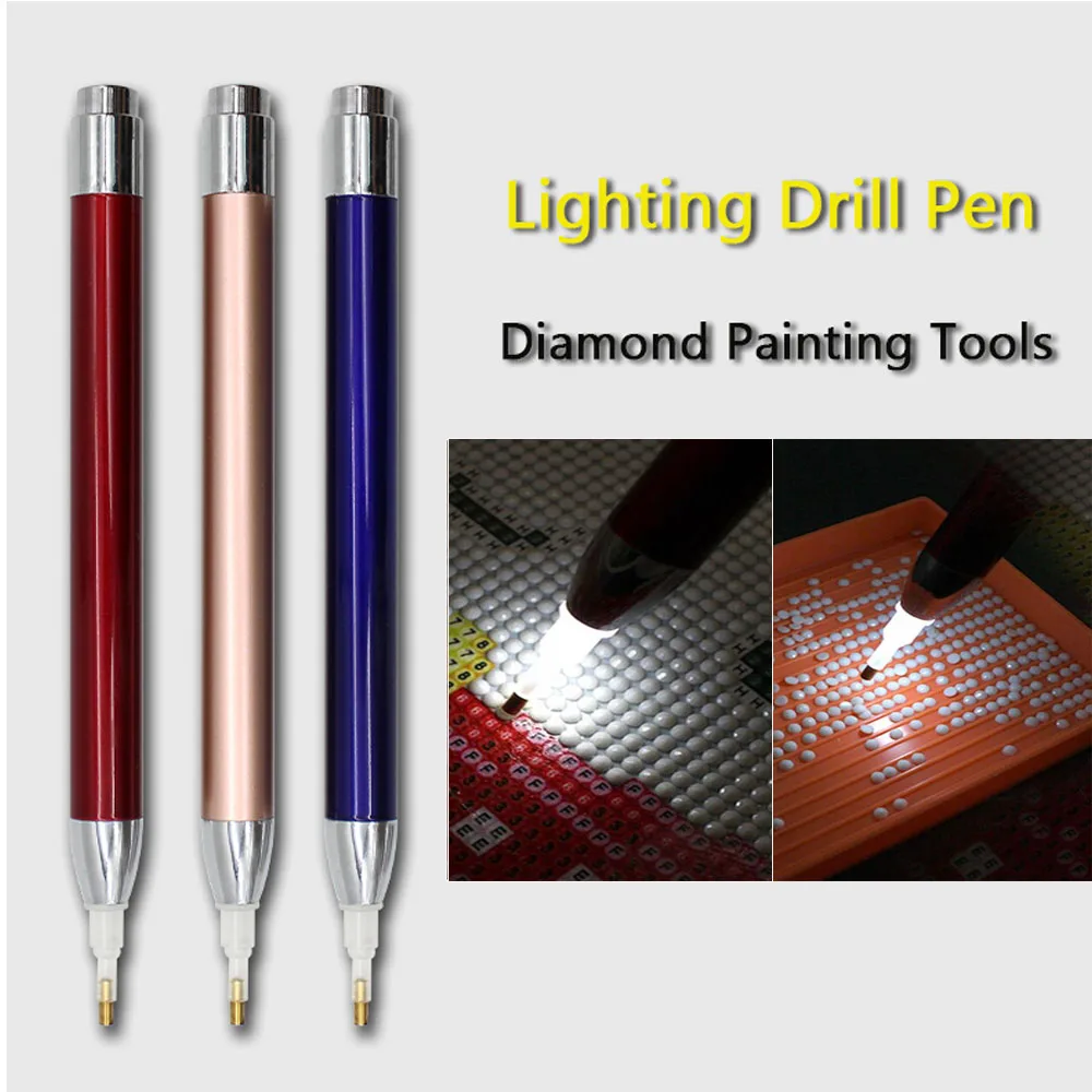 5D Diamond Painting Tool Lighting Point Drill Pen Square Round Diamond Pens DIY Embroidery Tool Nail Art Rhinestone Picker