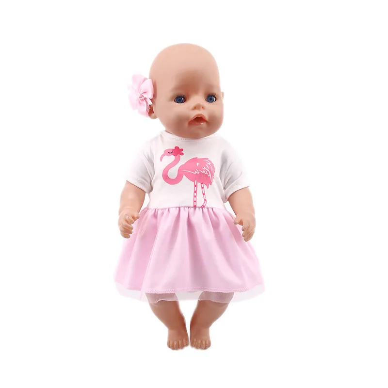 Doll Clothes Cat/Flamingo/Unicorn Printing For 18Inch American Doll&43Cm Reborn Baby Doll Accessories Our Generation Girl\'s Toys