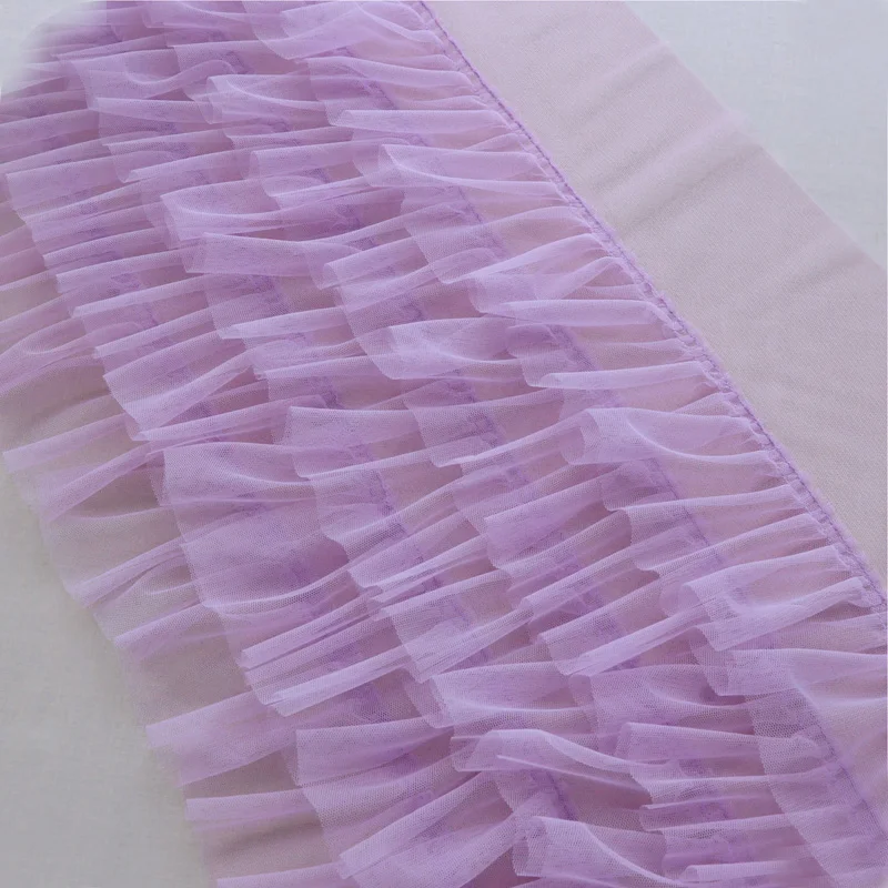 50CM/Piece 35CM Wide Five Layers Pleated Mesh Fabric 3D Ruffled Lace Trim For Dolls Clothes Dress Fringe Sewing Decoration