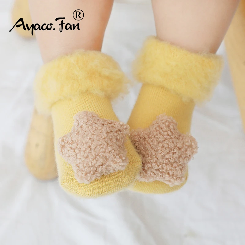 

Toddler Socks Newborn Baby Winter Prewalker Autumn Star Doll Exquisite Terry Cotton Girl Fleece-lined Infant Kids Sock 0-1.5T