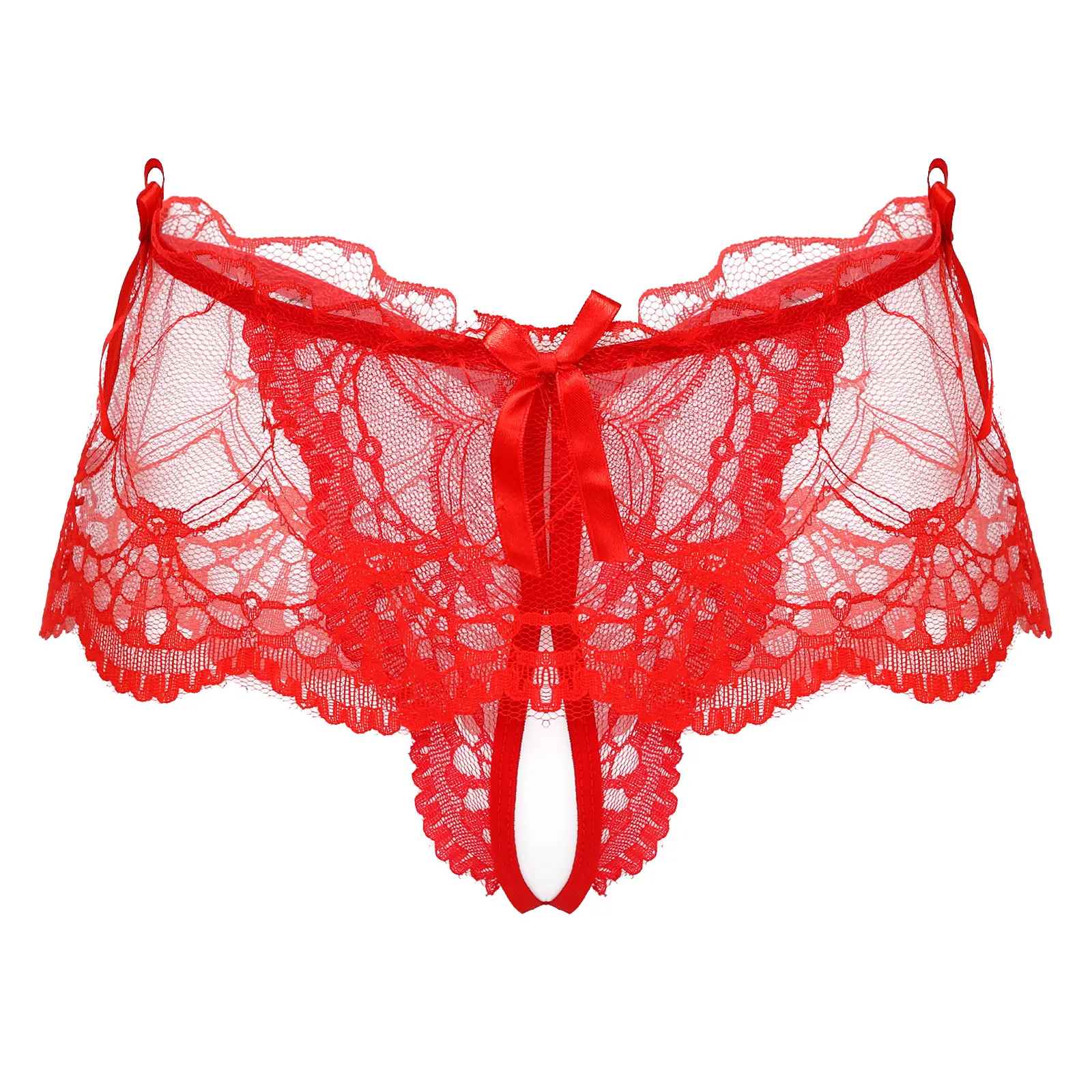 Perizoma da uomo in pizzo trasparente perizoma con gonna perizoma t-back mutandine vita bassa allentato elastico in vita Bowknot Lingerie Underwea