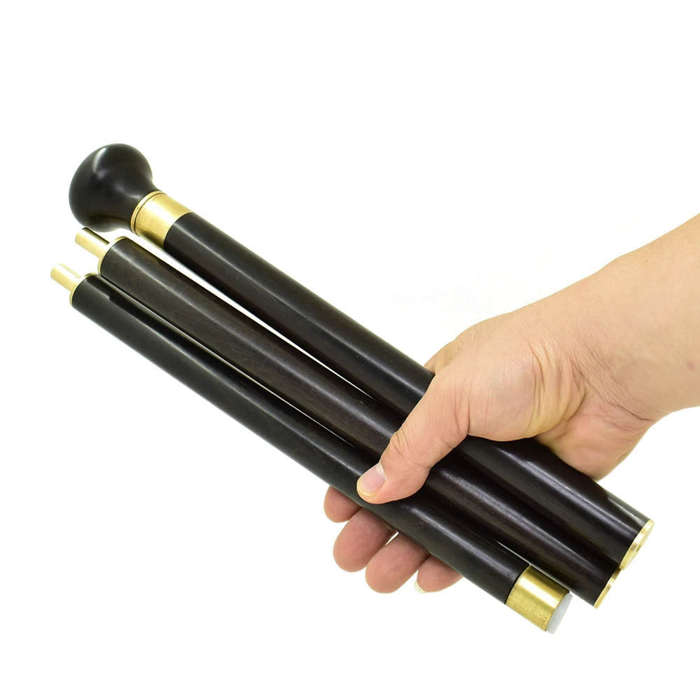 Men Wood Cane Walking Stick Wooden Round Straight Grip Handle 3-Sections Foldable Stick Vintage Gentle Canes Gentleman Stick