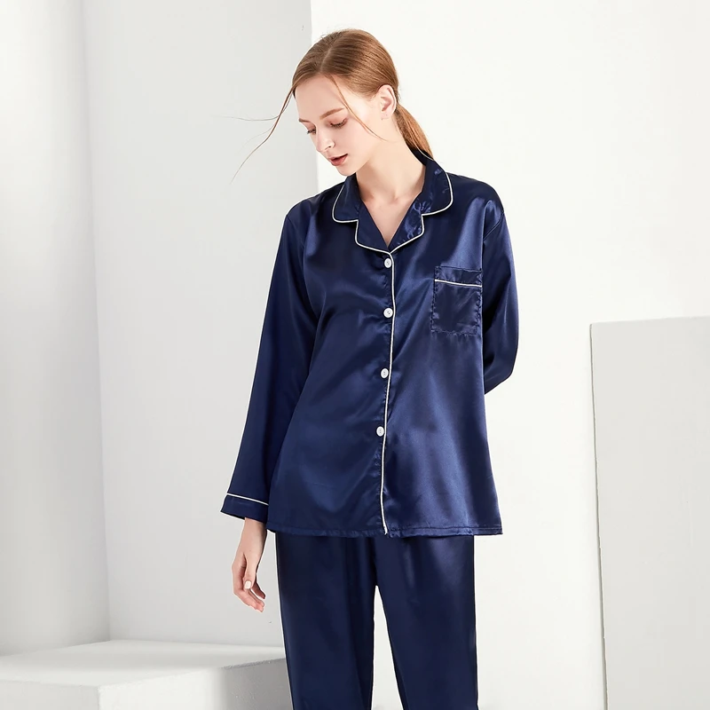 Conjunto de Pijamas de manga larga para Mujer, ropa de dormir de satén de seda, Nuisette de lencería Sexy, traje de 2 piezas para invierno