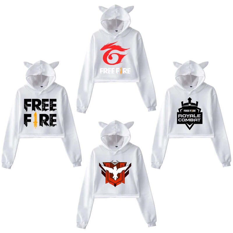 Game Free Fire Rabbi Hoodies Spring Sweatshirts Classic Print Casual Streetwear FREE FIRE Graphic Cat Crop Top Harajuku Hoodies