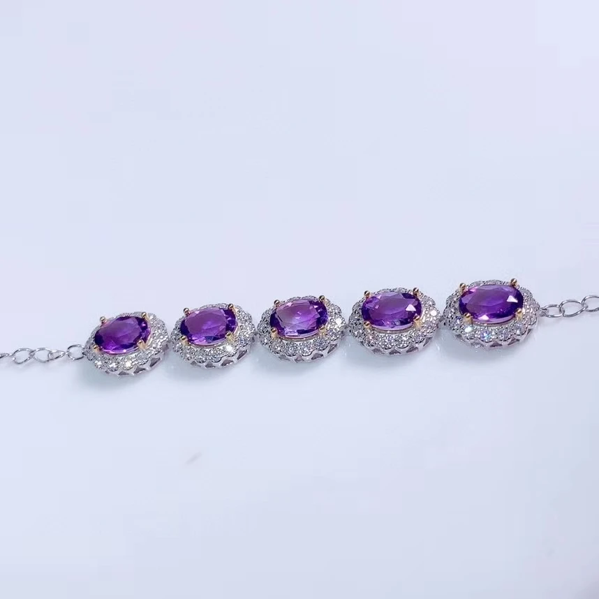 

2020 new purple amethyst bracelet for women silver jewelry natural gem cost effective real 925 silver party gift lavender color