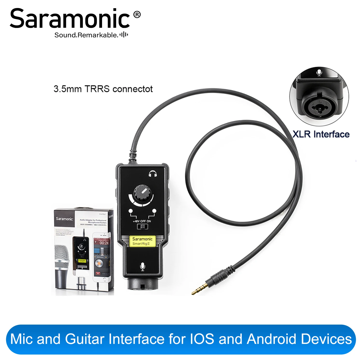 

Saramonic SmartRig Professional XLR microphone adapter audio connector for Smartphone PC Laptop Tablet Recording Loudspeaker