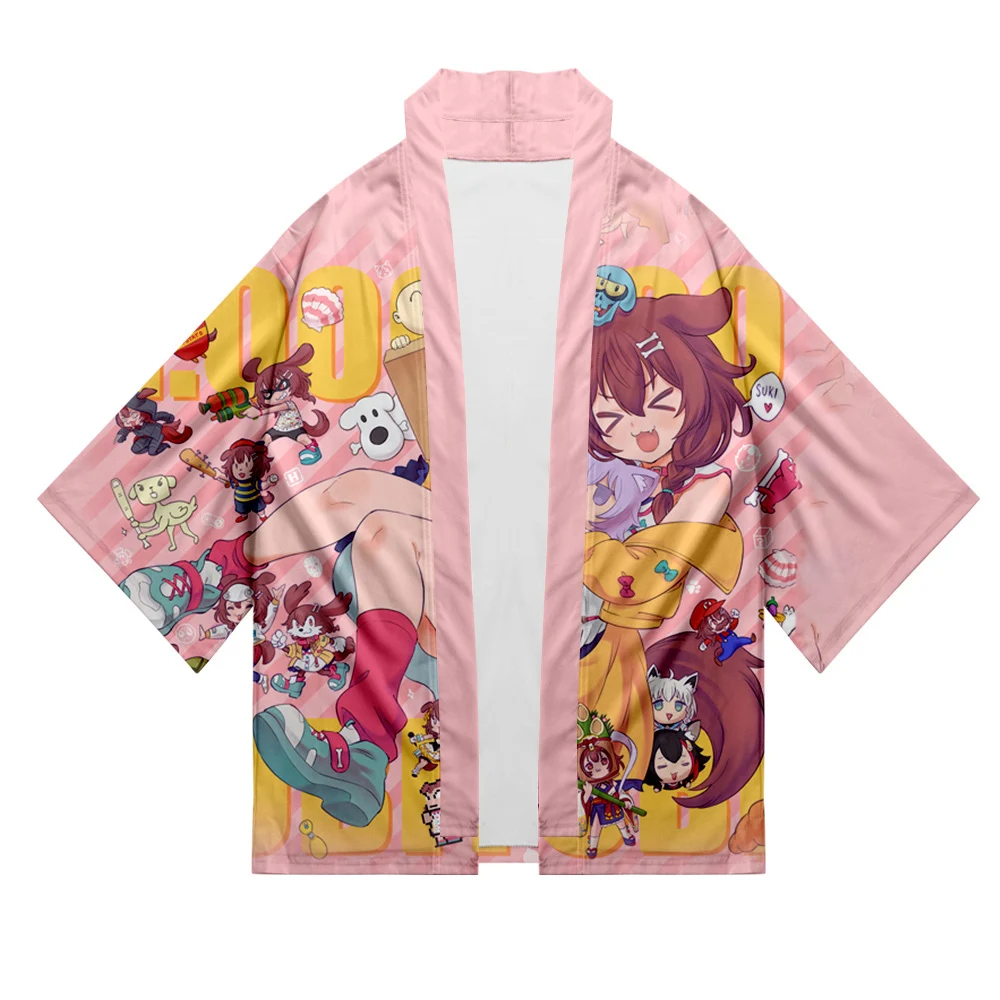 HOLOLIVE-VTuber Inugami Korone 3D para hombre y mujer, blusa Sexy de manga de tres cuartos, estilo Kawaii, Kimono de moda para vacaciones de verano