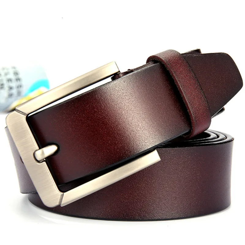 peikong Men's belt leather belt men pin buckle cow genuine leather belts for men 125cm high quality mens belt cinturones hombre