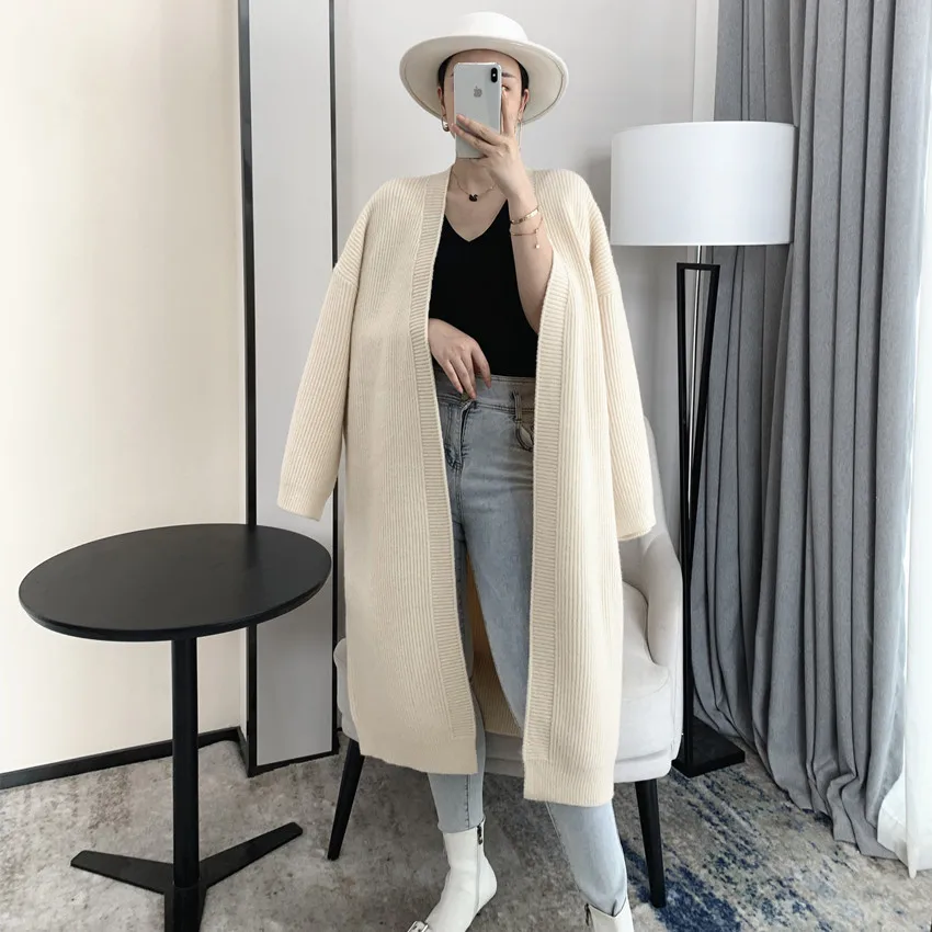 

[ZAYAU]Homemade High-end Temperament Alpaca Thickened Sweater Coat women's Knitting Cardigan Loose and Thin Medium Length over