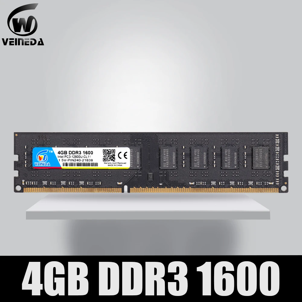 

ОЗУ VEINEDA dimm DDR3 4 ГБ/8 ГБ, 1333 МГц/1600 МГц, 1,5 контактов, PC3-12800 в, DIMM для Intel и AMD