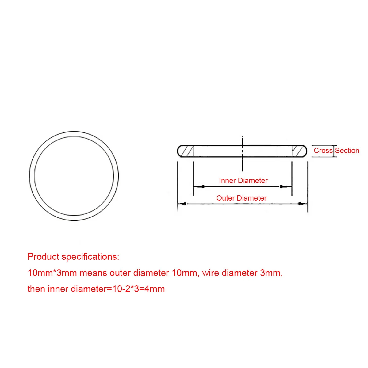 50pcs Red VMQ Silicone O Ring Gasket CS 1.5mm OD 4/4.5/5.5/6.5/7.5/8.5/9.5/10.5/11.5/12.5/13.5/14.5mm Food Grade O-Ring Seal