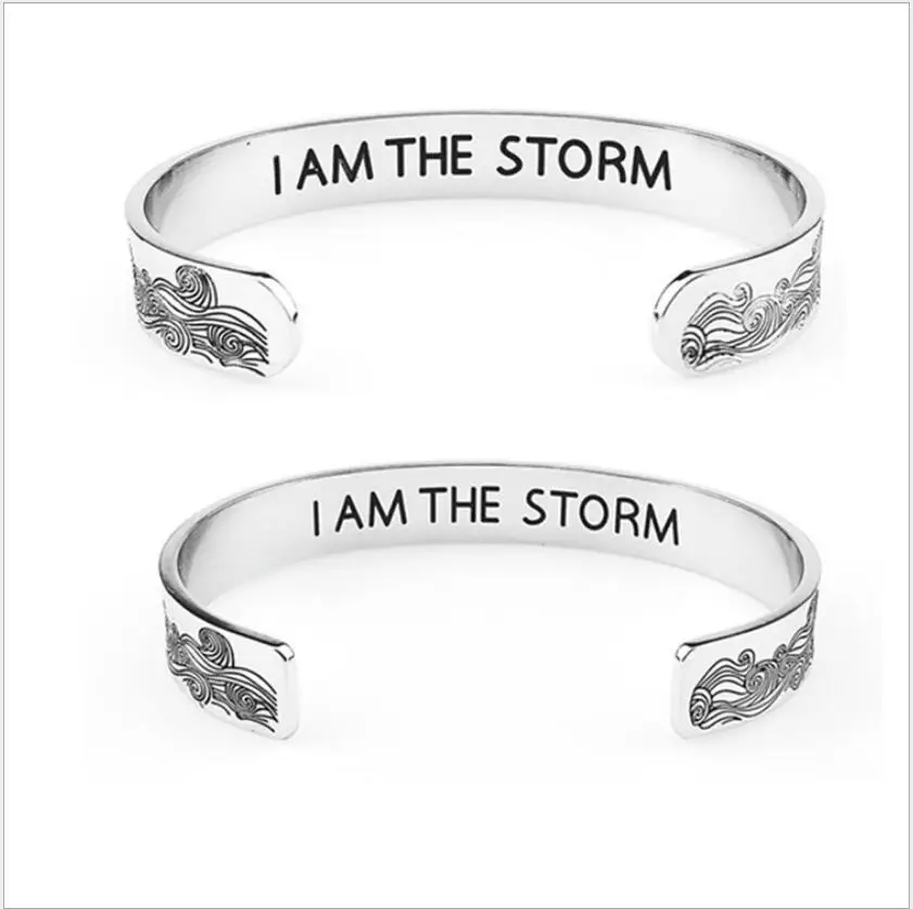 Hot sale stainless steel 10mm sea wave bracelet i am the storm factory direct sales trinket