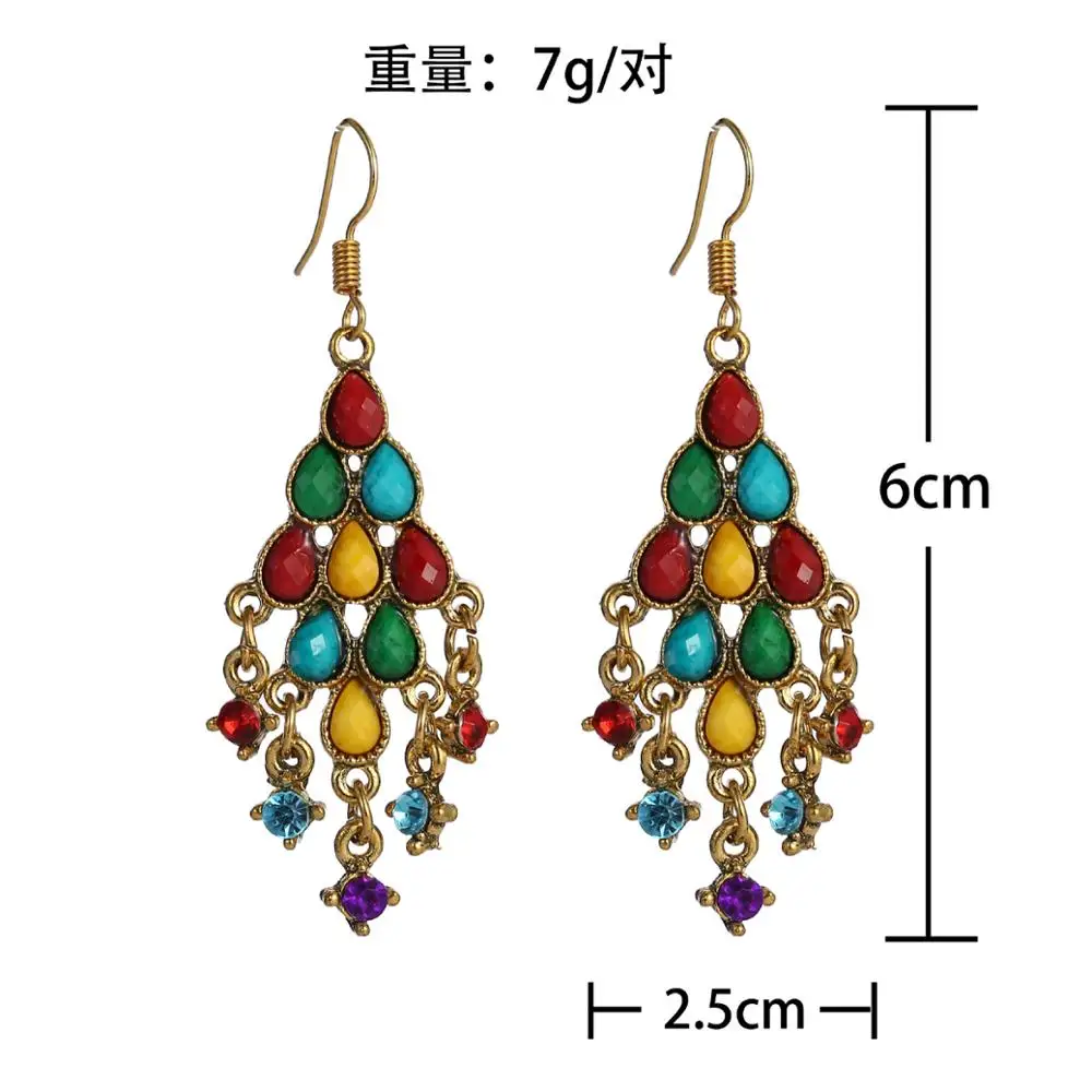 Retro Geometric Ladies Earrings Summer Boho Jewelry Women\'s Vintage Corful Beaded Tassel Earrings Bijoux