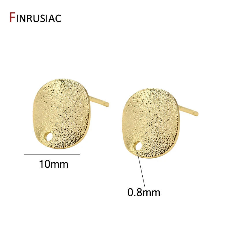 Accesorios para pendientes DIY, pendientes chapados en oro Real de 14K de latón puro, pendientes de onda redonda esmerilada de estilo coreano, suministro de hallazgos