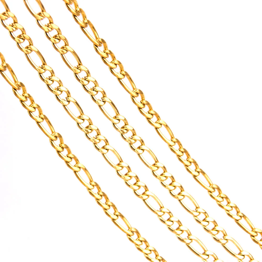 DIY necklace for Women Sell in meter Stainless Steel Figaro Long Chain silver Gold color curb Link Chain Necklace High Quality