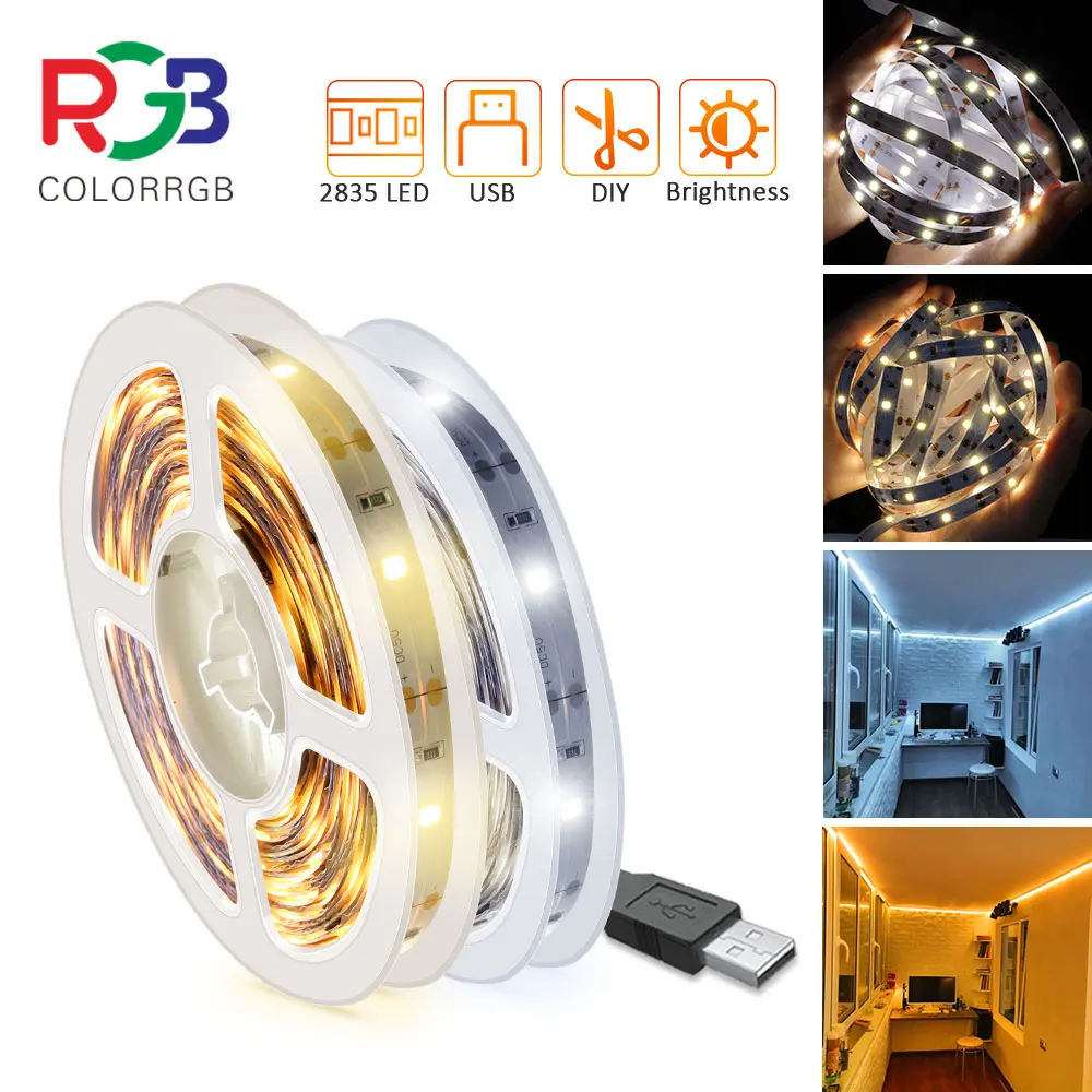 ColorRGB, listwa oświetleniowa Led, SMD2835,30m/metr, biały/ciepły biały, port USB, elastyczny wąż świetlny LED do szafki kuchennej sypialnia