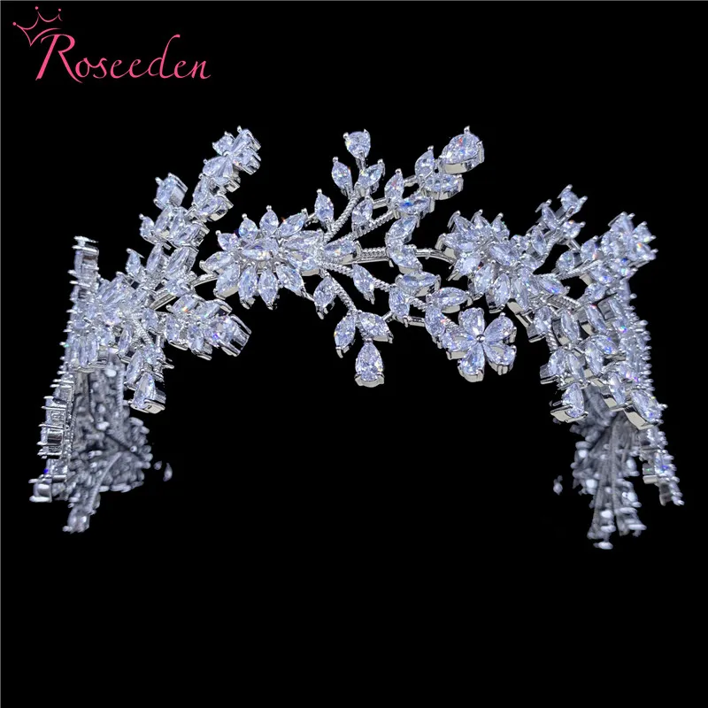 

Bride Hair Jewelry Accessories Luxury Wedding Headband Cubic Zircon CZ Bridal Tiara RE3661