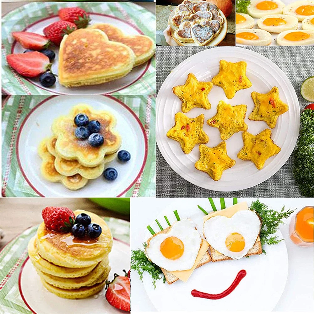 Kitchen Pancake Maker Mold Egg Cooker Fried Egg Shaper Omelet  Silicone Nonstick Egg Pancake Ring 4/7 Cavity Moulds for Cooking