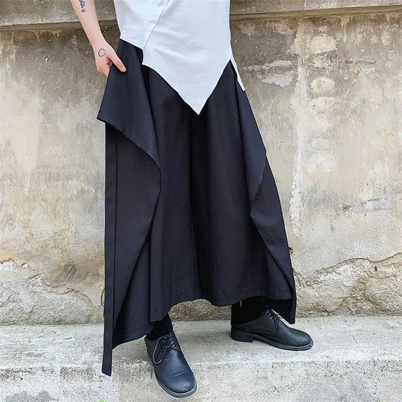 

Men's Wide-Leg Pants Spring And Autumn New Neutral Minimalist Ribbon Super Loose Fashion Casual Oversized Bell Bottoms