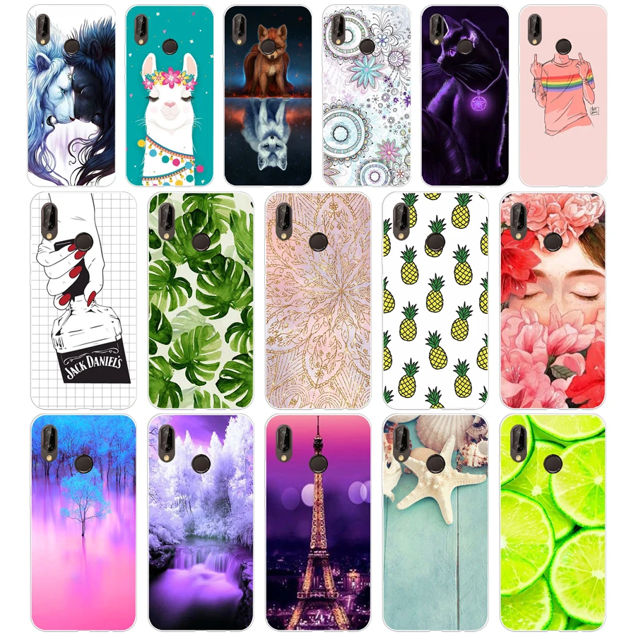 D Huawei P20Lite Case 5.84inch Huawei P20 Lite Soft Rubber TPU Silicone Back Phone Case For Huawei P30 Lite PRO Cover Bag Cases