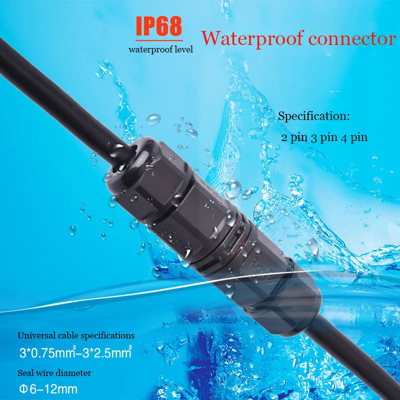 IP68 waterproof connector assembly type wire and cable quick connector 2/3/4/PIN outdoor LED lighting sealed connector