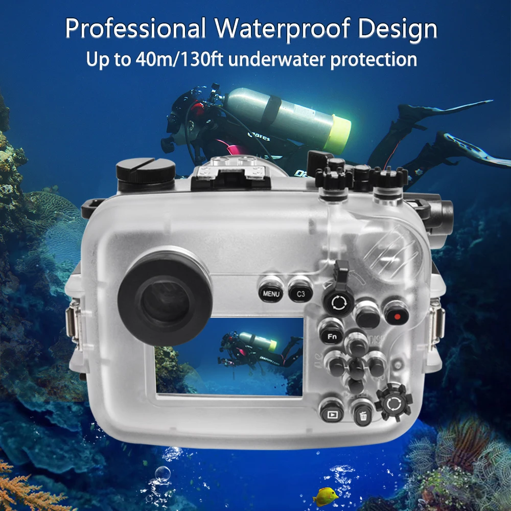 For Sony A6600 Camera Waterproof Box 40m/130ft Professional Waterproof Diving Housing 90mm 10-18mm 16-35mm 16-50mm Lens Port