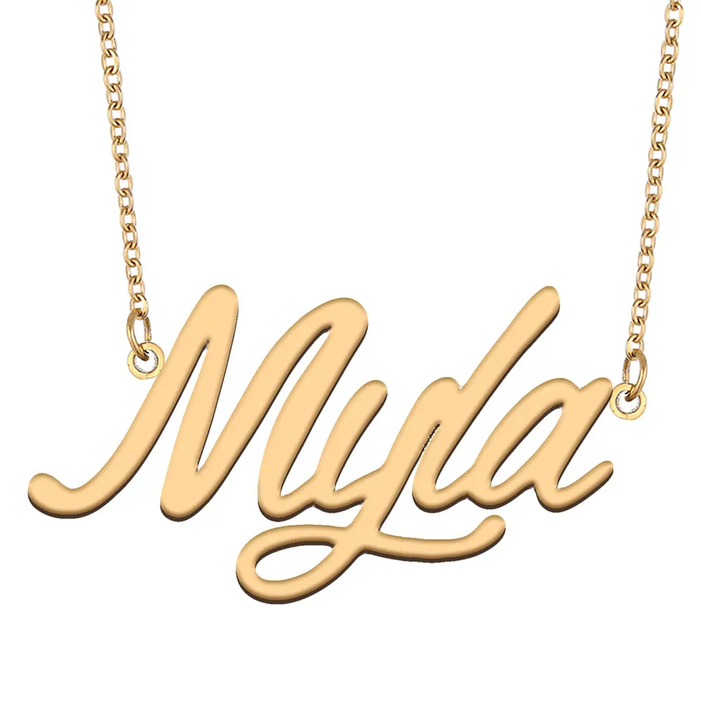 

Myla Name Necklace for Women Personalized Stainless Steel Jewelry Gold Plated Nameplate Pendant Femme Mothers Girlfriend Gift