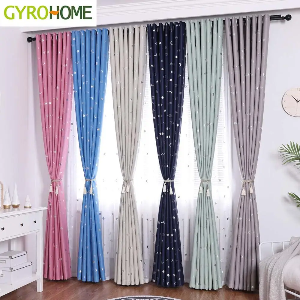 GYC2369 Hot Sale Small Star Moon Blackout Curtains For Livingroom Bedroom Kids Room Children Boys Girl room