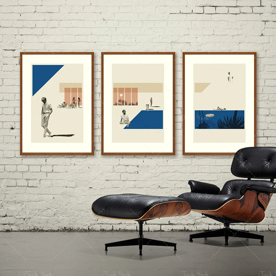 Mid Century Modern, Eichler - Andrew McMahon in the Wilderness,  Lithograph Triptych Poster Set, California, swimming pool