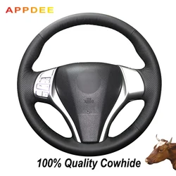 Black Genuine Leather Car Steering Wheel Cover for Nissan Teana Altima 2013-2016 X-Trail QASHQAI Rogue 2014-2016 Sentra Tiida