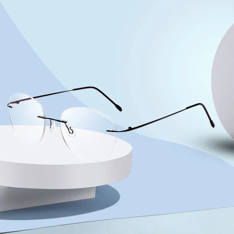 Montura redonda sin montura para hombre y mujer, gafas graduadas ópticas, gafas