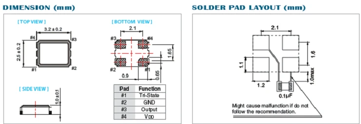 Imagem -02 - Oscilador de Relógio Smd 3225 3.2*2.5 Oscilador de Cristal Ativo 1.8432m 1.8432mhz 4p 50 Peças