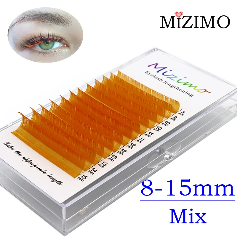 The orange color 8-15 length is mixed with natural softness to extend the professional grafting false eyelash makeup 0.07/0.10