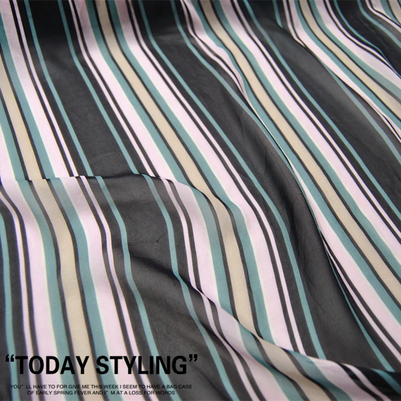 Silk Georgette Chiffon Fabric Dress Striped Black Large Wide Clothing DIY Patchwork Tissue