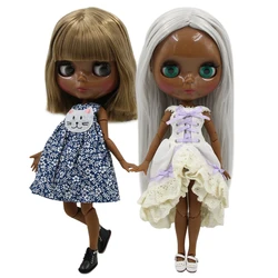 ICY DBS blyth doll super black skin joint body shiny face 30cm anime nude doll toy doll girls gift African American skin tone
