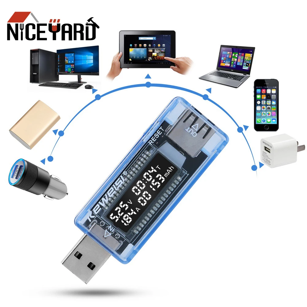 Tester di capacità di tensione di corrente USB misuratore di tensione di corrente Volt rileva il Tester di capacità del caricatore della batteria