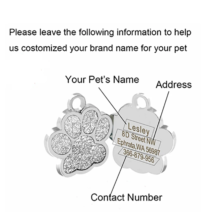 Etiqueta de identificación personalizada para mascotas, etiqueta de nombre grabada para perros, gato, cachorro, Collar de identificación para