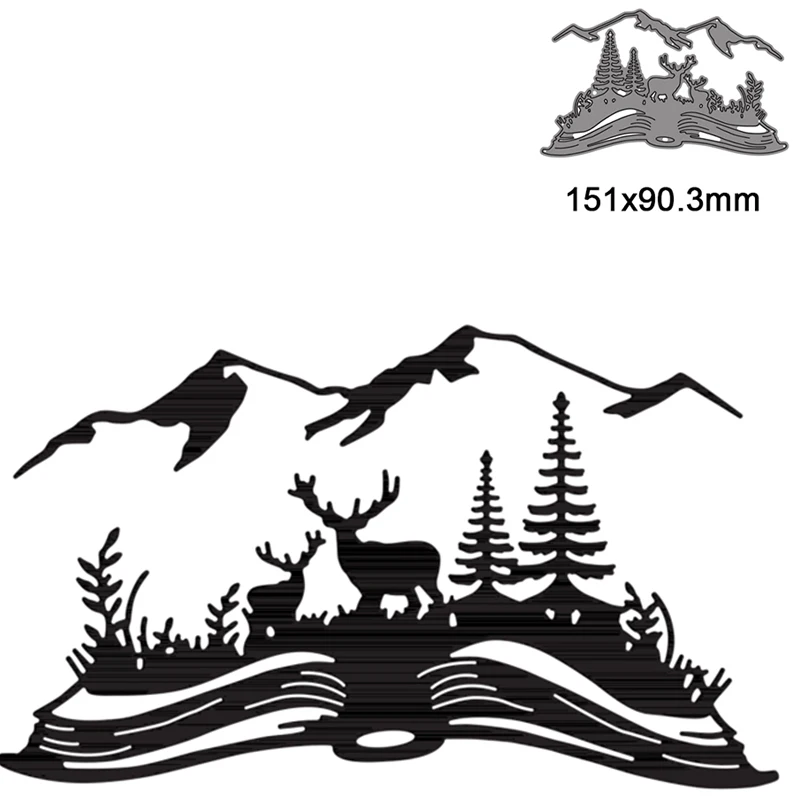 

Metal Cutting Dies Cut Die Mold Mountain Tree Elk Decoration Scrapbook Paper Craft Knife Mould Blade Punch Stencils New