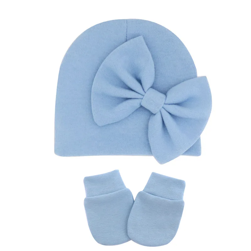 Chapeau et mitaines personnalisés avec nœud pour bébé, cadeau de naissance pour nouveau-né, nom personnalisé, rose, fille