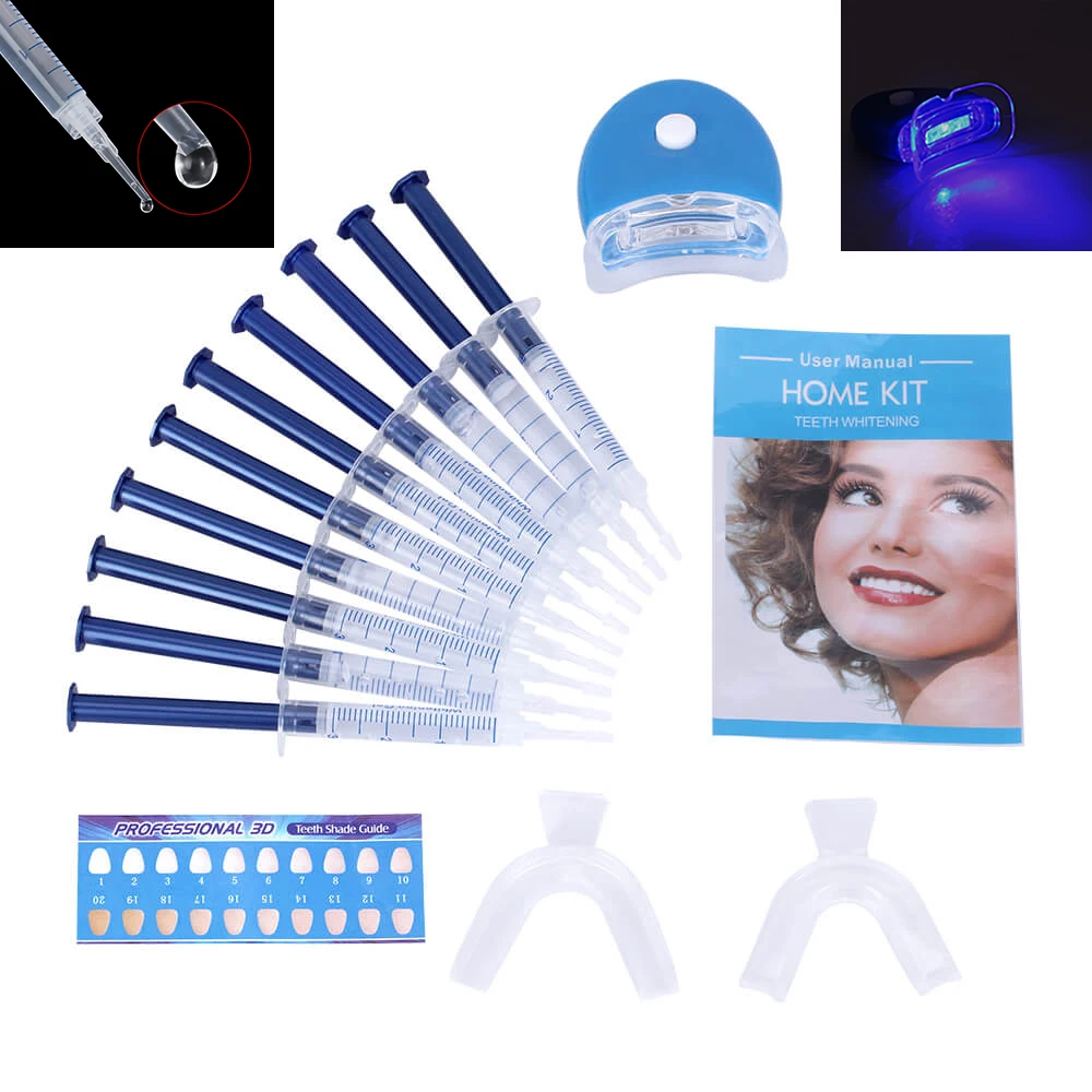 1 set Teeth Whitening 44% Peroxide Dental Bleaching System Oral Care Gel Kit Tooth Whitener New Dental White Equipment LED Light