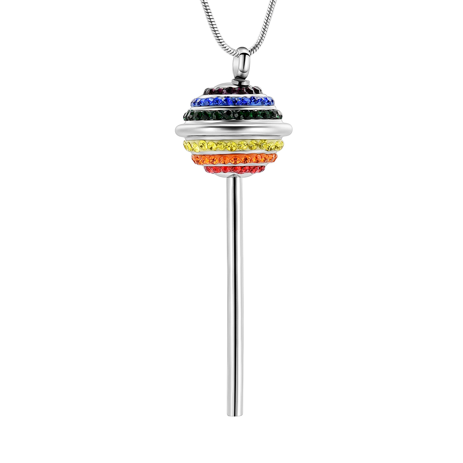 

Cremation Jewelry Colorful Lollipop shape Urn Necklace Ashes Keepsake Holder Memorial Urn Necklace Unique Sweater Necklace for W