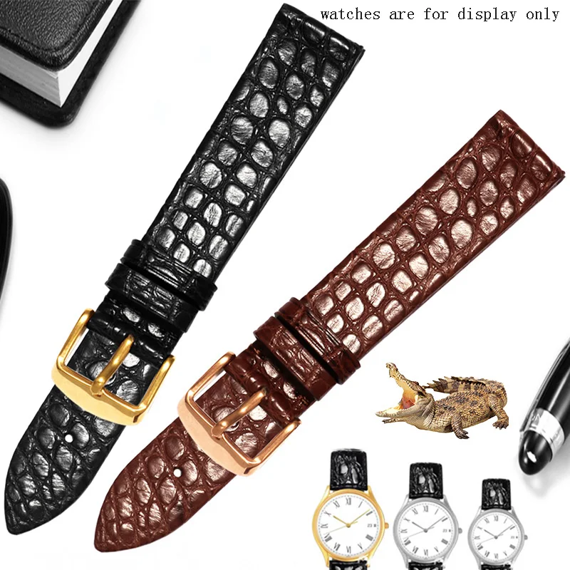 Yopo Ultrathin crocodile Leather watchband 13 18 20mm black brown bracelet Suitable for L4L2 series women's watch chain