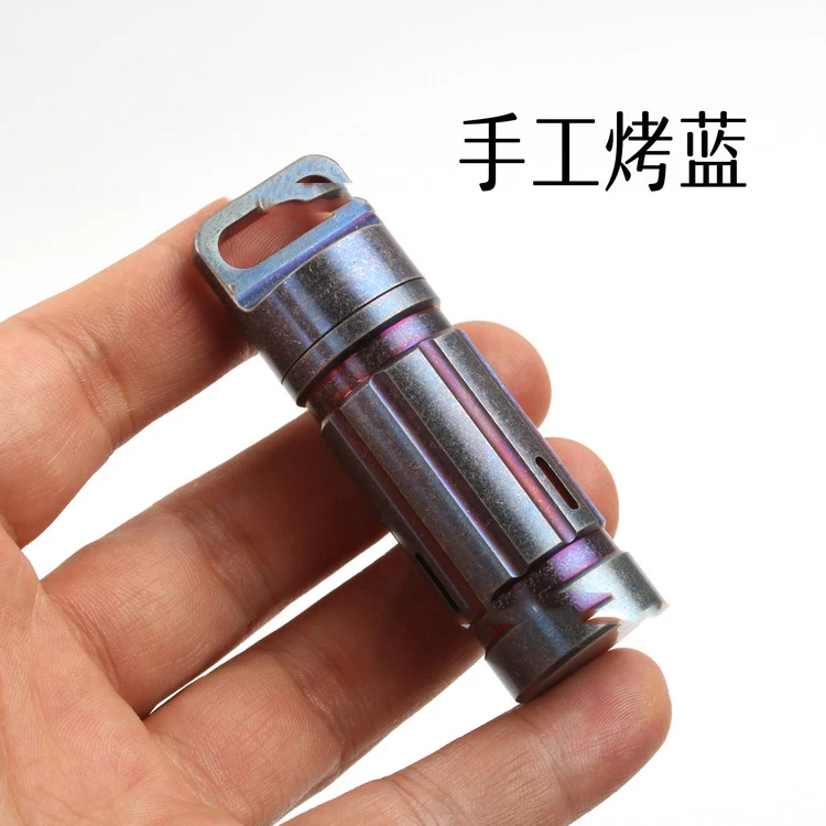 Titanium Alloy Outdoor Waterproof Pills Container Case Box Bottle Key Pendant