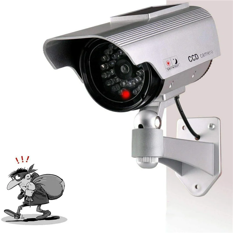 Solar Power Simulation Monitor, Wall Mounted 360 Degree Rotation Fake Camera for Indoor, Outdoor for Deterring, Criminals