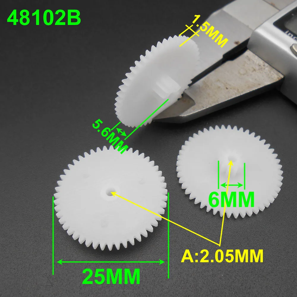 

500PCS 0.5 Modulus 0.5M Double Gear Reduction Bilayer Gears 48 Teeth + 10 Teeth Aperture 2.05mm 2B Loose Fitting 48T 10T 48102B