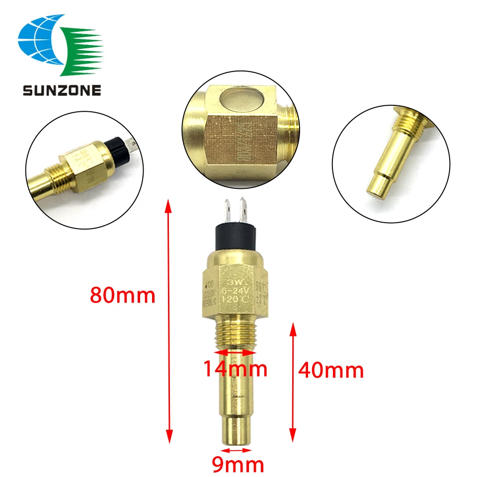 3W 6-24V Water Temperature Sensor 3/8NPT 1/2NPT M16 x1.5 M14 x1.5 Thread Water Temperature Gauge Alarm Sender For Car Generator