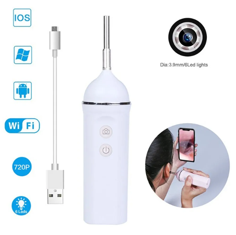 

3.9mm 5MP 1080P wireless WIFI Visual Earpick Endoscope Cleaning Ear Wax Remover Earscope Cleaner Otoscope Inspection Ear Camera