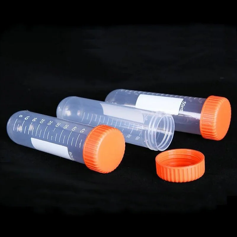 

50Pcs/Lot 50ml Clear Plastic centrifuge tube PP Microcentrifuge Round-bottomed with screw cap Plastic Test Sample Vials