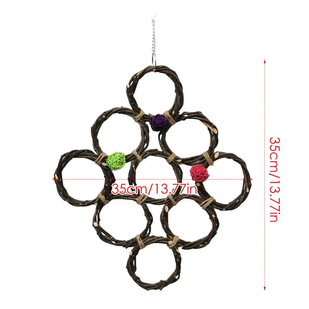 Pássaro brinquedo de parede de forragem papagaio em pé escalada rede tecido malha escada de madeira tecelagem net pássaro roer brinquedo cane bola ramo